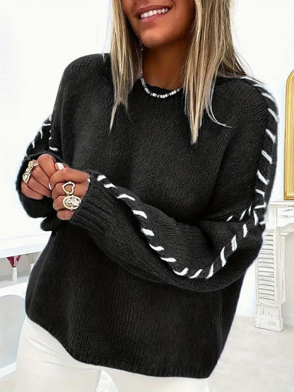 Amélor Paris | Luna - Pull femme en maille avec manches rayées